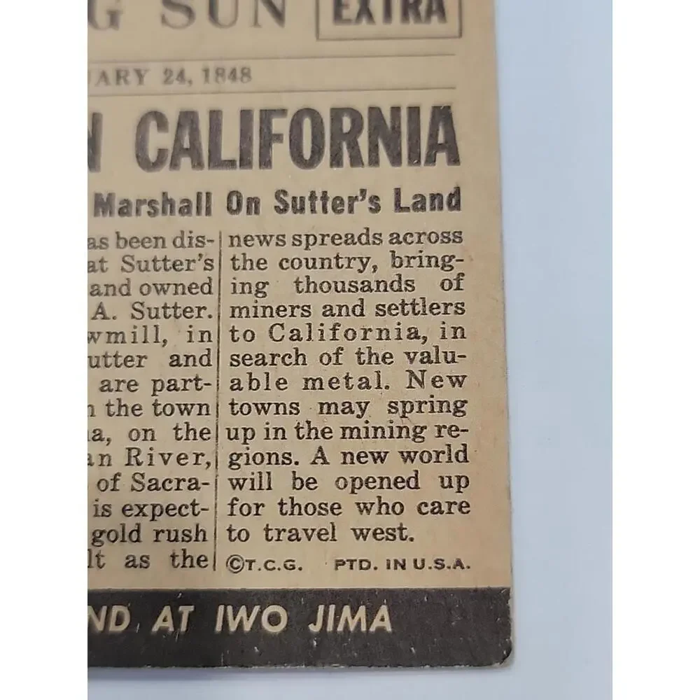 VTG 1954 Topps Scoops #35 Gold Discovered Card Rush Nevada California - Picture 4 of 8